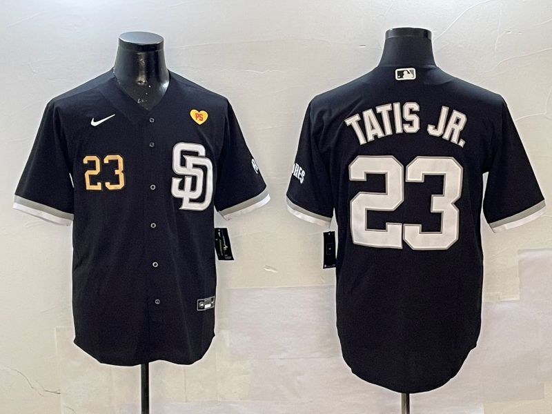 Men San Diego Padres 23 Tatis jr Black Jointly Name Game Nike 2025 MLB Jersey style 2